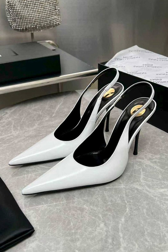 Женские кожаные туфли на каблуке Yves Saint Laurent premium