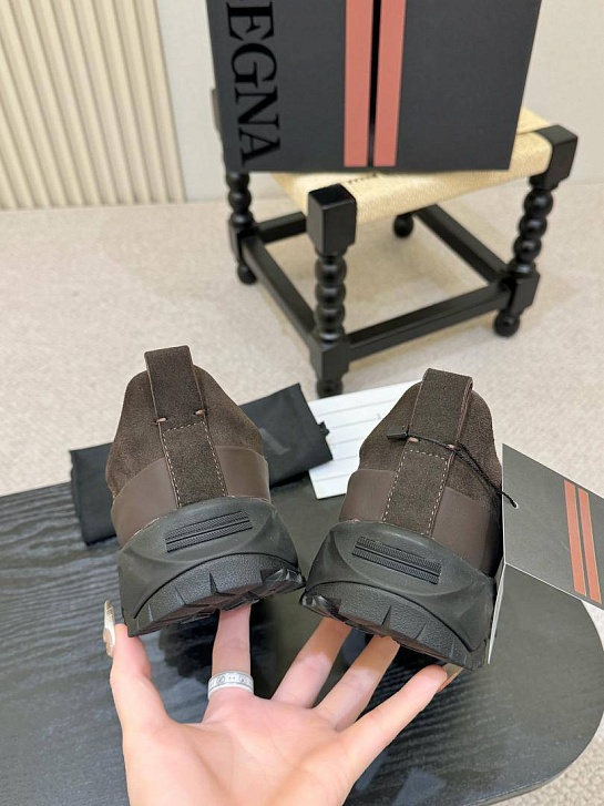 Замшевые кроссовки Zegna Triple Stitch Monte - Brown