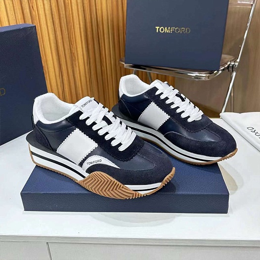 Комбинированные кроссовки Tom Ford James low-top - Navy / White   