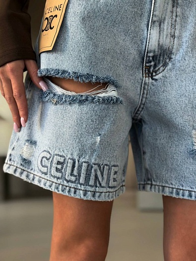 Женские светло-голубые джинсовые шорты Celine premium   