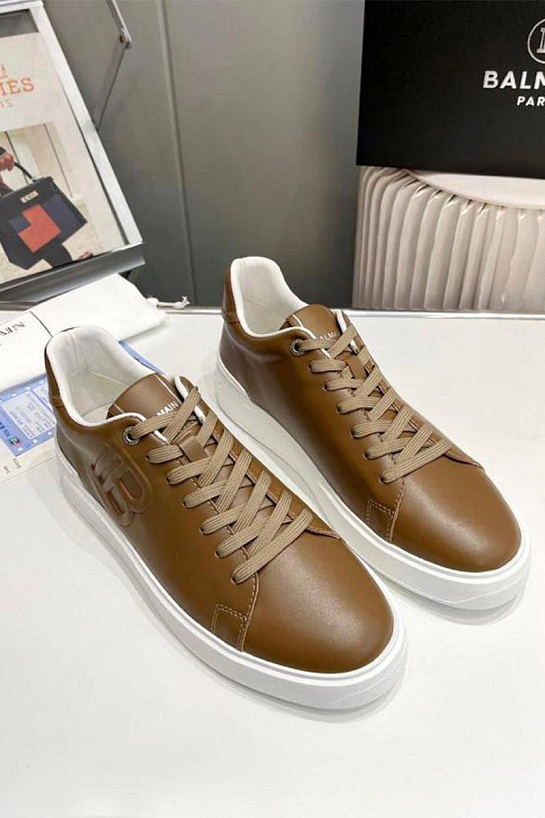 Мужские кожаные кроссовки Balmain B-Court