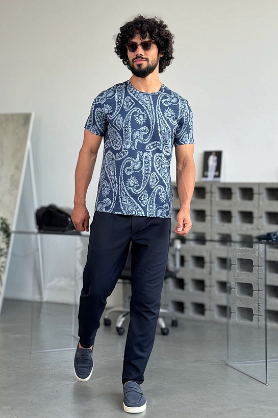 Синяя футболка с узором пейсли Etro Premium