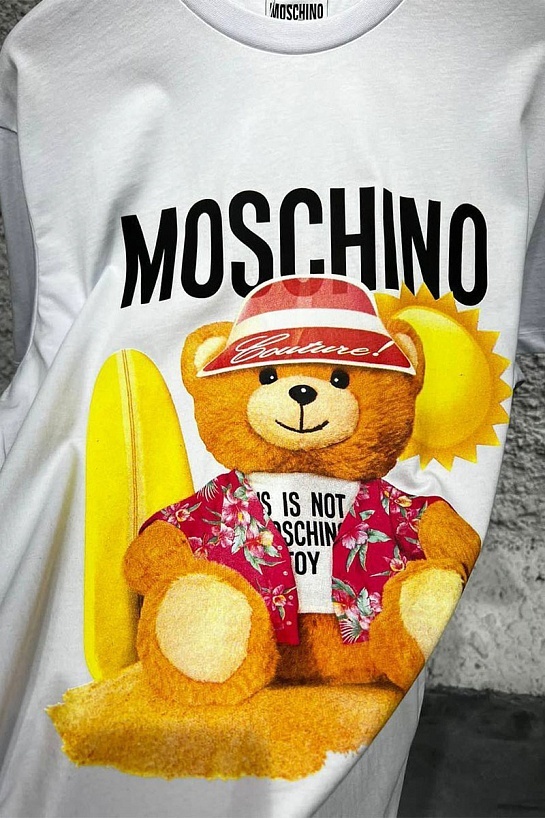 Белая оверсайз футболка Moschino Teddy Bear print