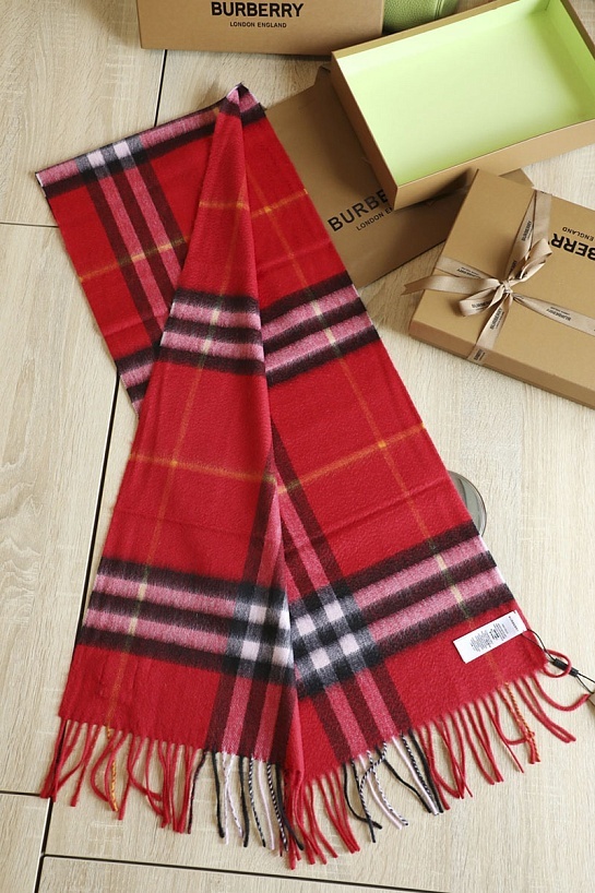Шарф Burberry Check premium 168x30 см - Red