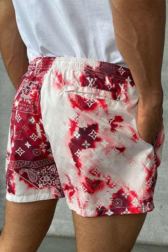 Мужские красные шорты Louis Vuitton monogram bandana