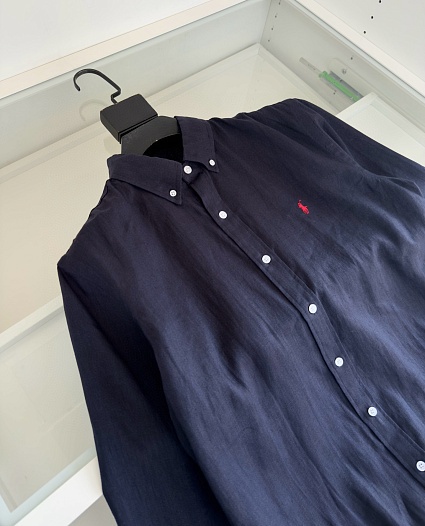 Льняная рубашка Polo Ralph Lauren pony-embroidered - Navy   