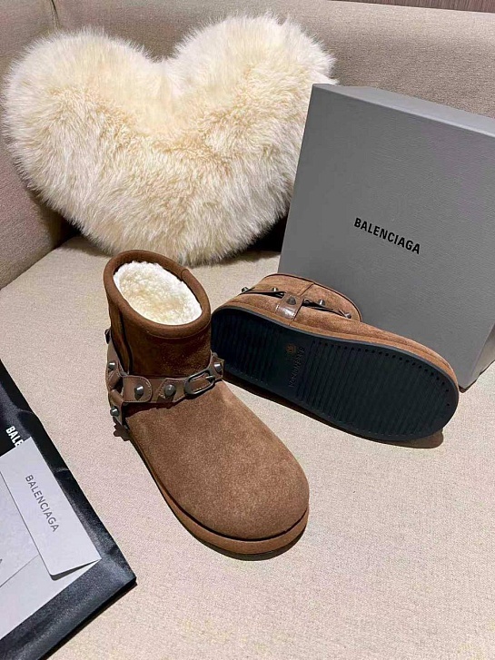 Женские ботинки с мехом Balenciaga Alaska premium - Brown