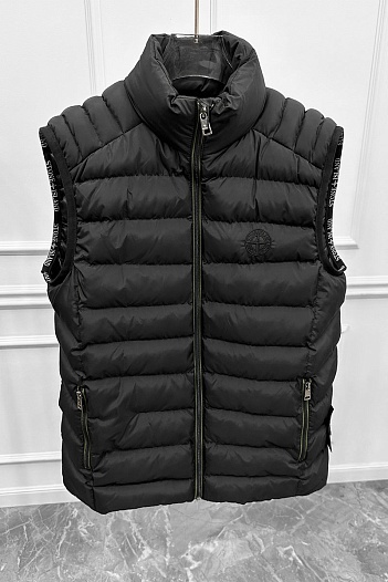 Мужской чёрный жилет Stone Island compass-patch   