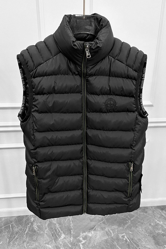 Мужской чёрный жилет Stone Island compass-patch