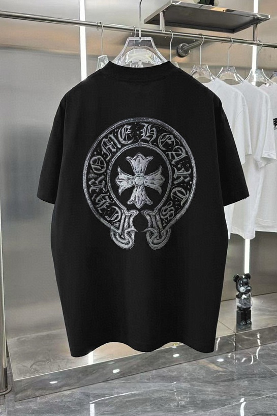 Чёрная оверсайз футболка Chrome Hearts Premium