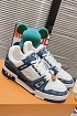 Женские кожаные кроссовки Louis Vuitton Trainer Monogram - White / Blue