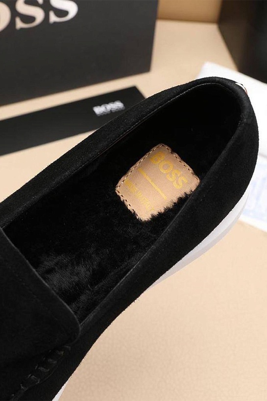 Замшевые лоферы с мехом Hugo Boss