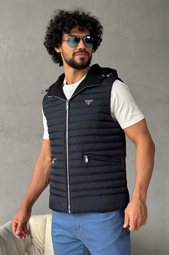 Мужской двусторонний жилет Prada тёмно-синего цвета
