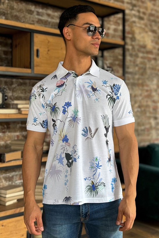Мужское поло Etro "Floral" - White