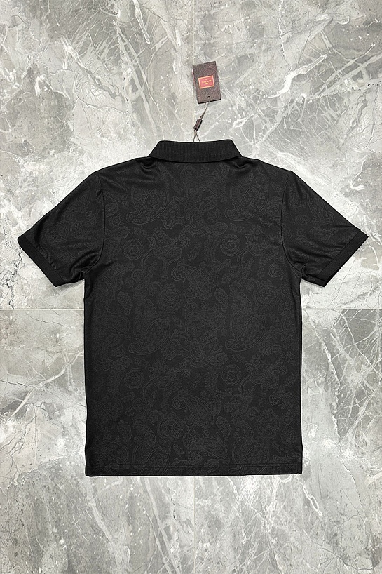 Чёрное поло Etro с узором пейсли