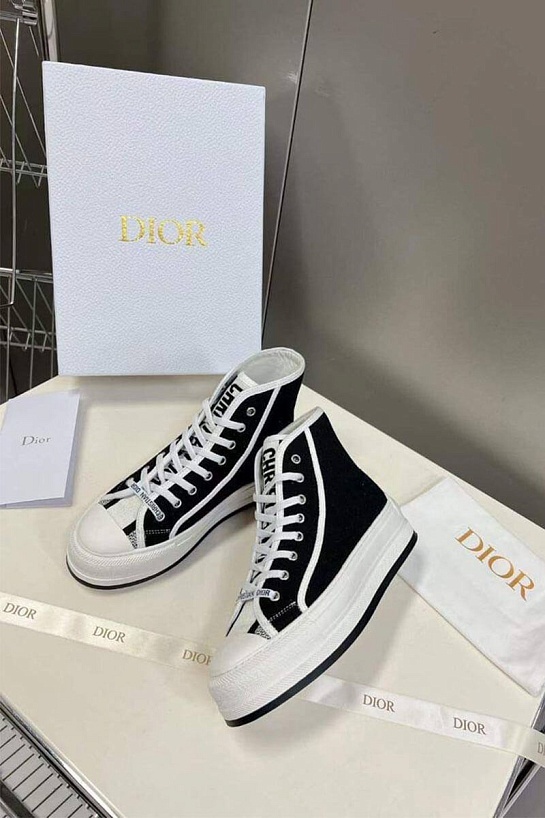 Женские высокие кеды на платформе Dior Walk'n'  - Black
