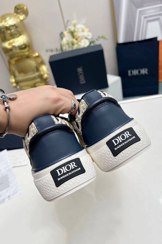 Женские комбинированные кроссовки Dior синего цвета