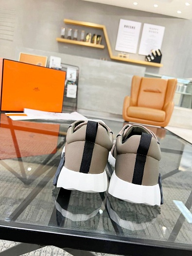 Мужские замшевые кроссовки Hermes Bouncing - Beige   