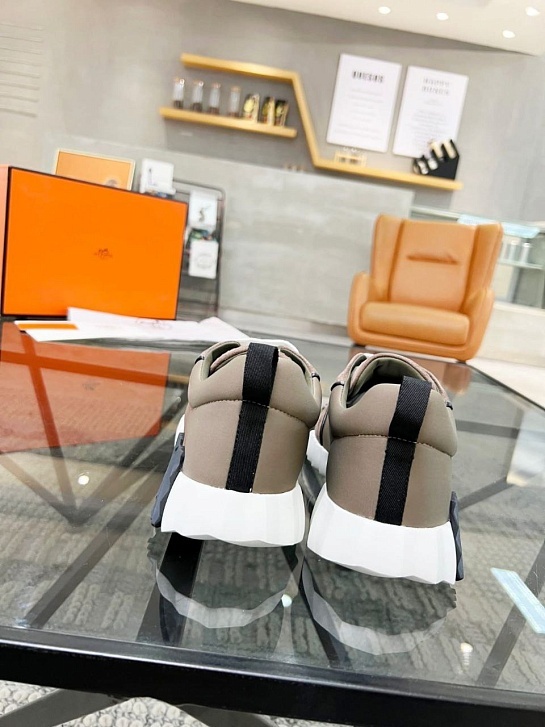 Мужские замшевые кроссовки Hermes Bouncing - Beige