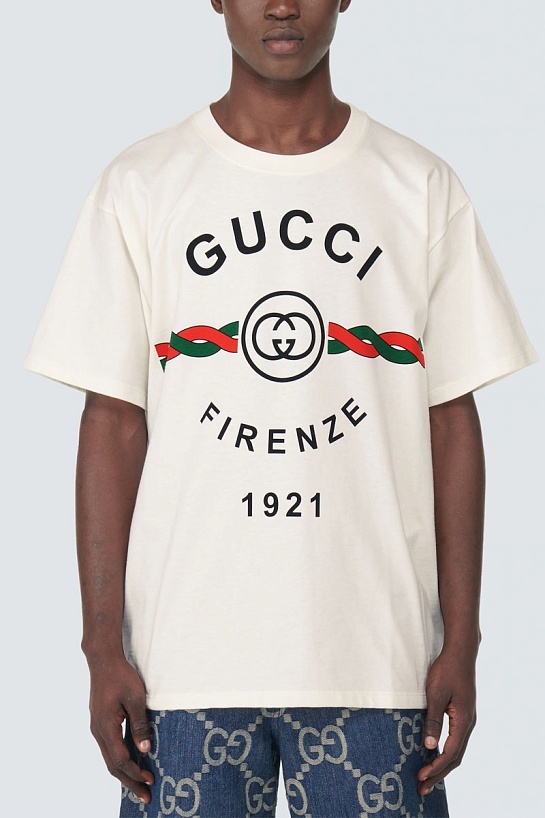 Белая оверсайз футболка Gucci Firenze 1921