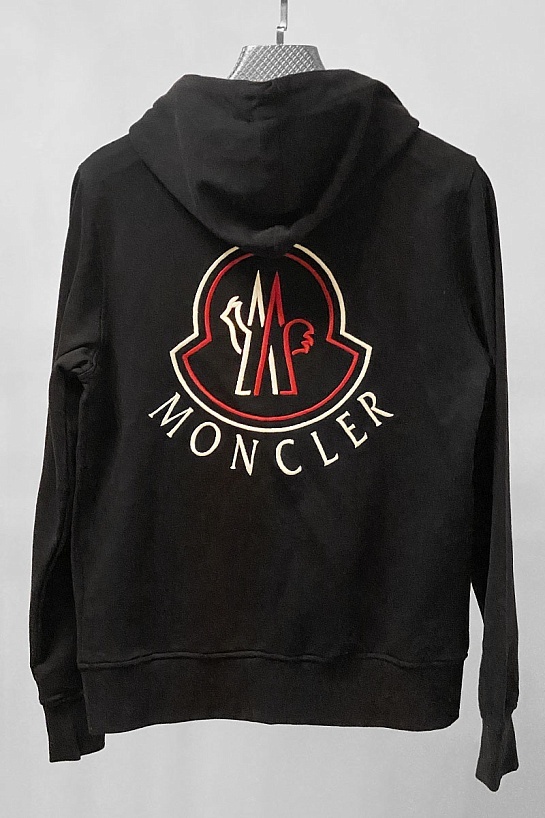 Чёрная кофта на молнии Moncler logo-embroidered