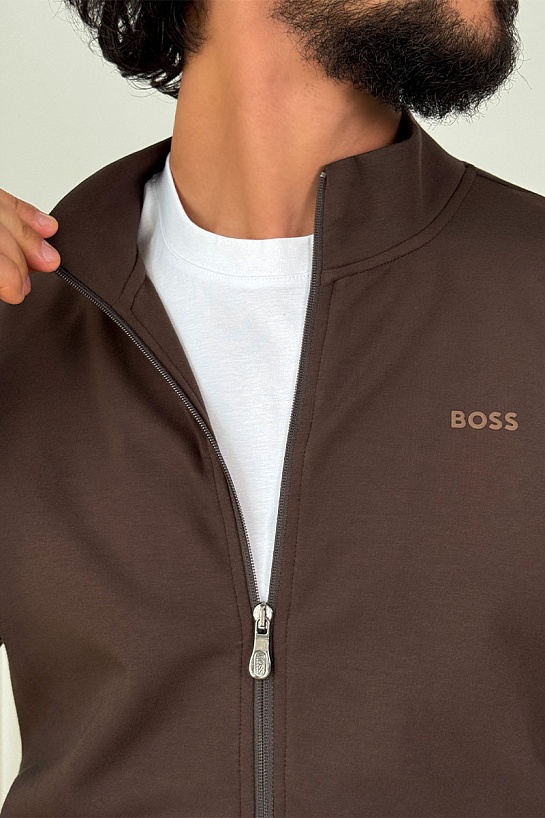 Кофта на молнии коричневого цвета Hugo Boss
