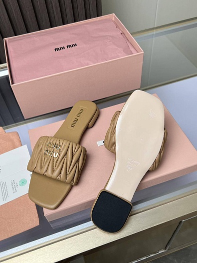 Женские шлёпанцы MIU MIU Premium - Beige   