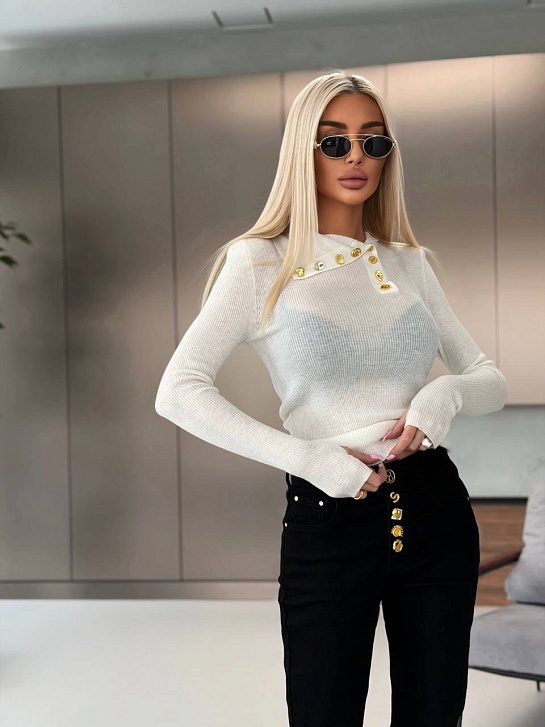 Женский трикотажный лонгслив Schiaparelli premium - White