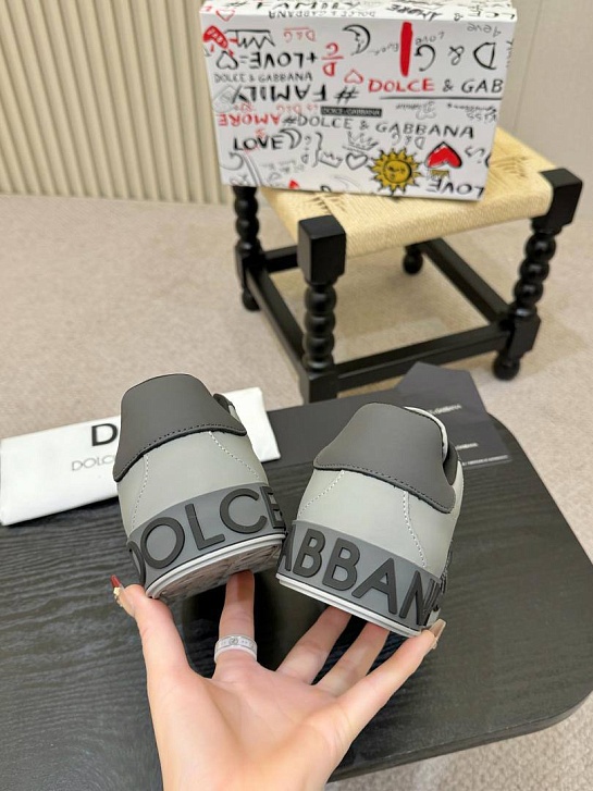 Кожаные кроссовки Dolce & Gabbana Portofino - Grey