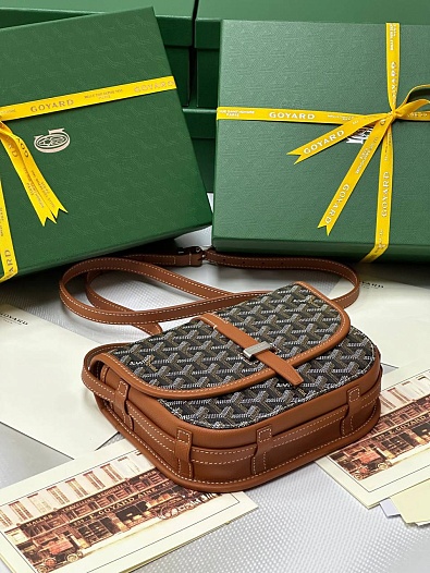 Кожаная сумка Goyard Belvedere Messenger PM premium 22x17x6 см   