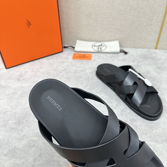 Мужские шлёпанцы Hermes Kazimir - Black