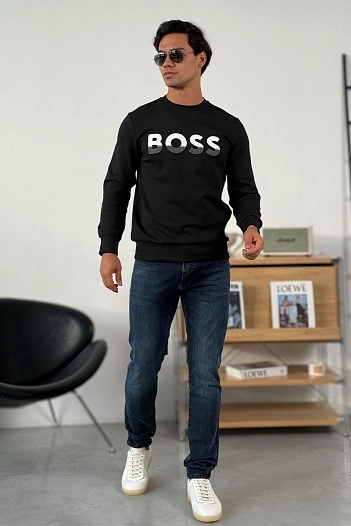 Чёрный свитшот Hugo Boss Salbo 1 Logo-print   
