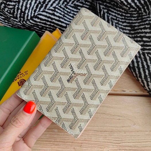 Кожаная обложка на паспорт Goyard - Beige 10х14 см   
