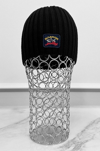 Мужская чёрная шапка Paul & Shark logo-patch   
