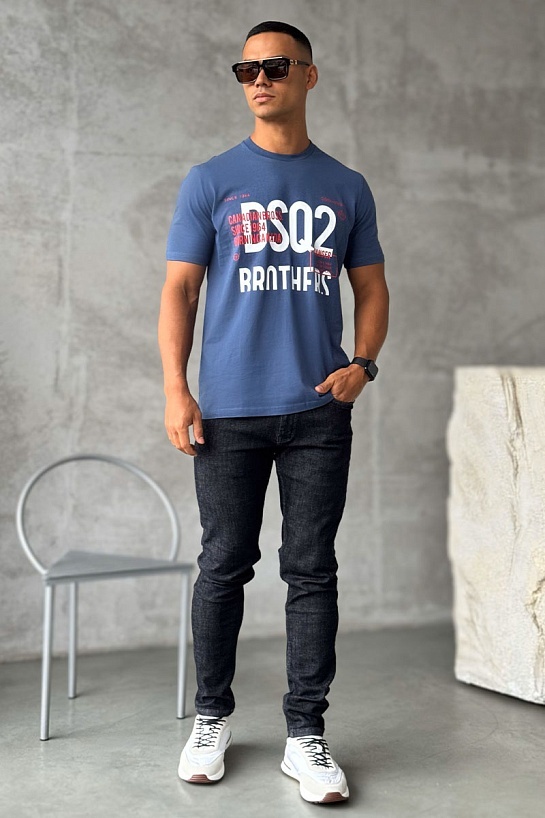Мужская синяя футболка Dsquared2 Brothers