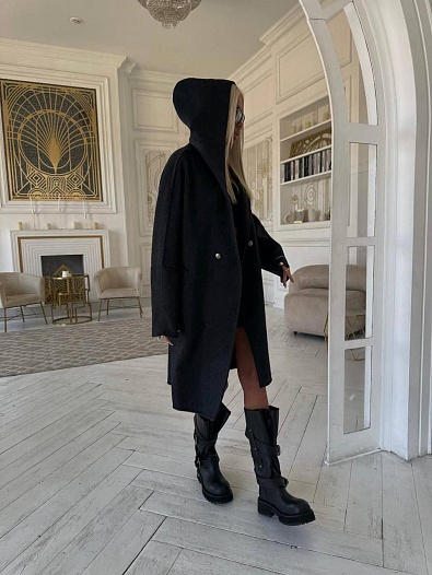 Женское пальто с капюшоном Chrome Hearts premium - Grey   