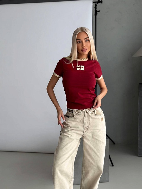 Женская футболка MIU MIU premium - Red