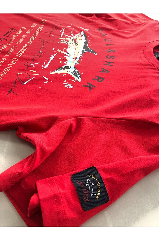 Красная мужская футболка Paul&Shark logo-print