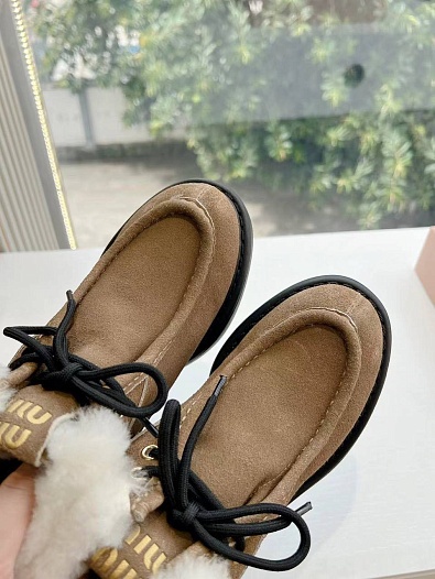 Женские замшевые ботинки с мехом MIU MIU Premium   