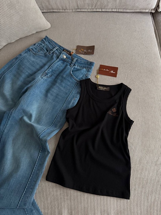 Женская чёрная майка Loro Piana premium