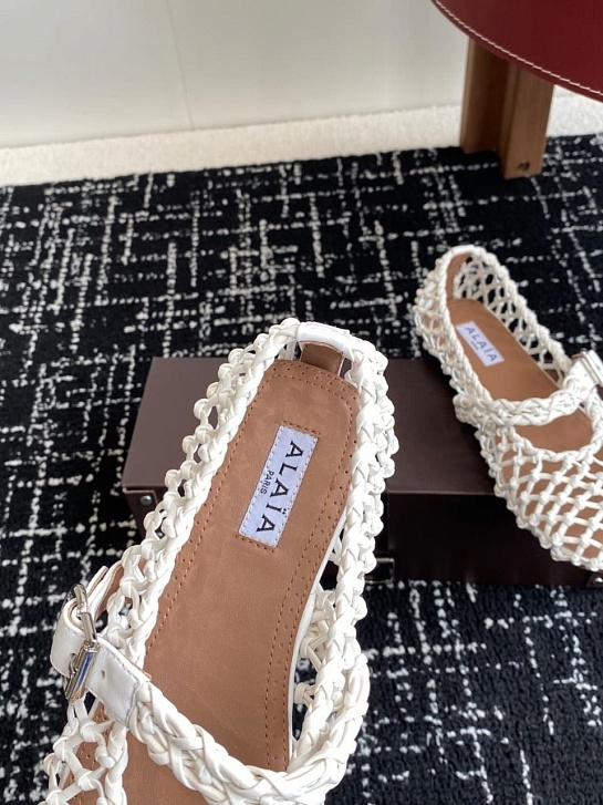 Женские плетёные балетки ALaia Premium - White