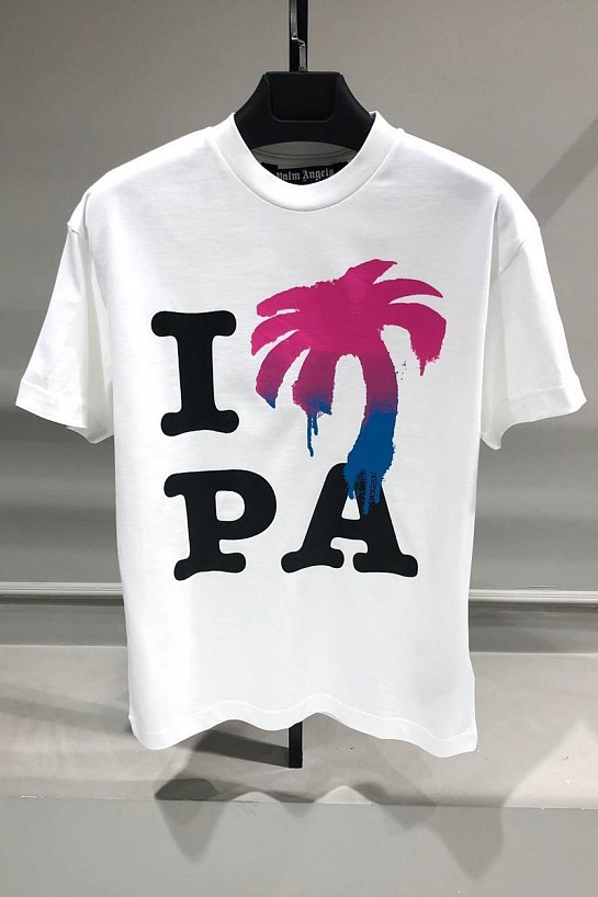 Мужская белая футболка Palm Angels I LOVE PA