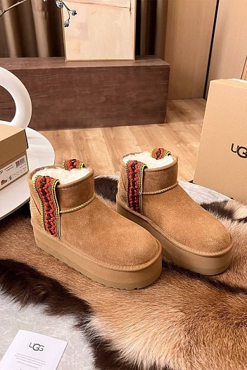 Женские ботинки UGG Ultra Mini Braid Platform - Brown   