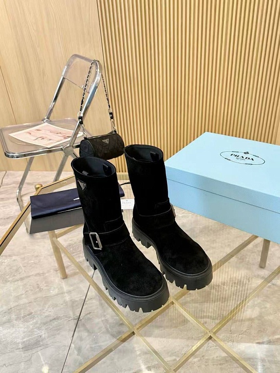 Женские замшевые сапоги Prada Suede premium