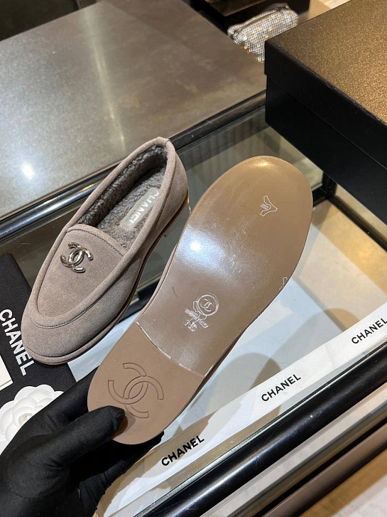 Женские замшевые лоферы Chanel premium
