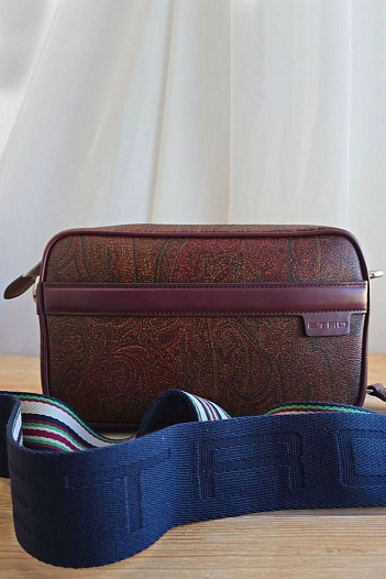 Кожаная сумка Etro с узором пейсли 23x14 см   