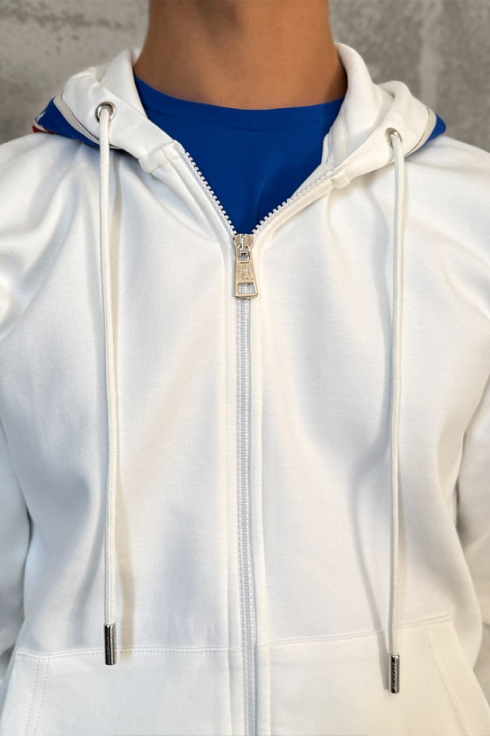 Белый спортивный костюм Moncler striped logo