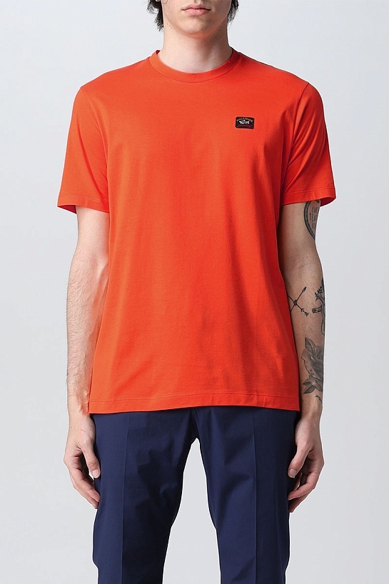 Футболка оранжевого цвета Paul & Shark logo-patch
