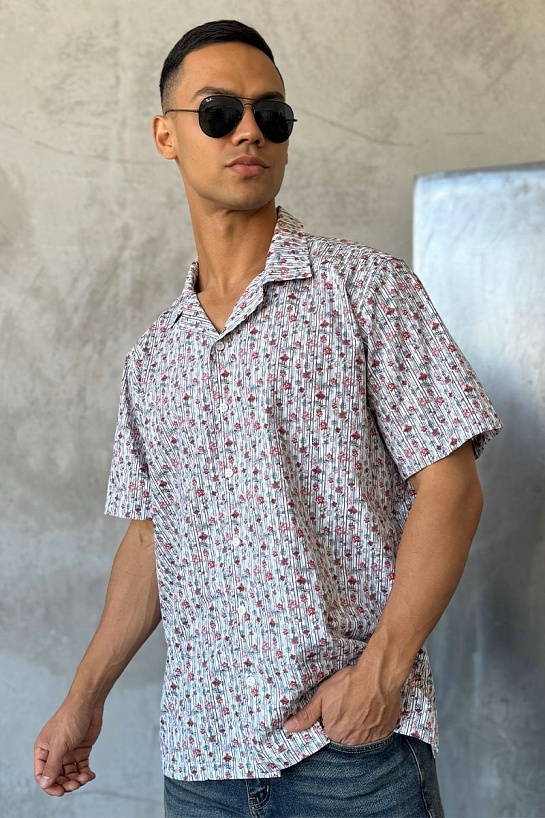 Мужская белая рубашка Dolce & Gabbana floral-print