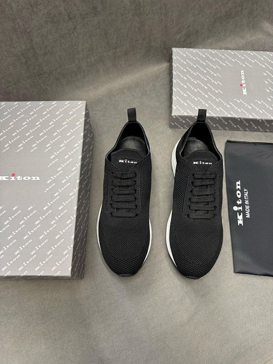 Текстильные кроссовки Kiton patterned-jacquard - Black